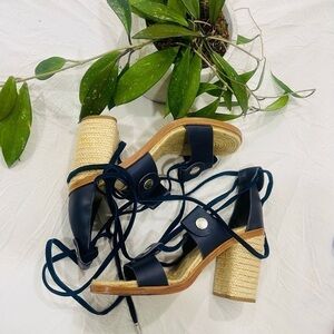Rag & bone tie navy blue leather heels